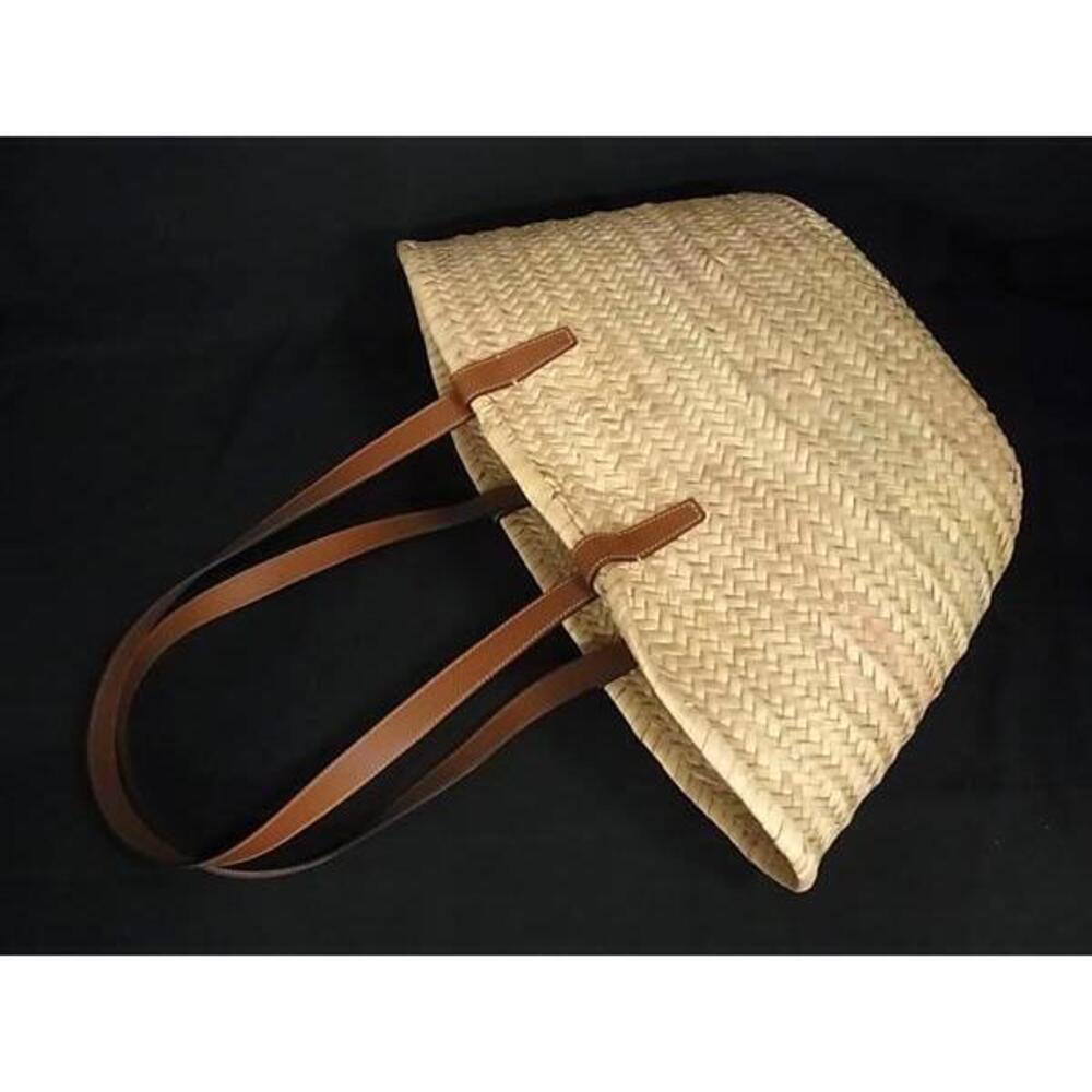 CELINE Triomphe Panier Raffia Leather Tote Bag Shoulder Brown - Picture 5 of 7